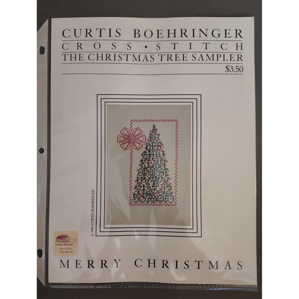 VTG 1994 Curtis Boehringer Cross Stitch Pattern The Christmas Tree Sampler OOP